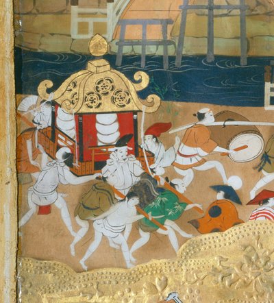 Osakazu Byobu - Japoński ośmiopanelowy składany ekran (obraz) autorstwa Japanese School