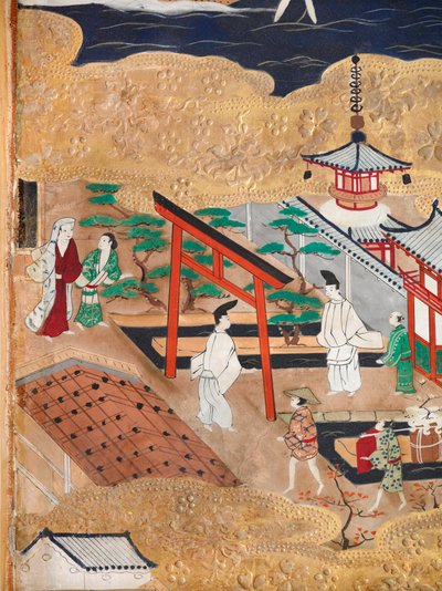 Osakazu Byobu - Japoński ośmiopanelowy składany ekran (obraz) autorstwa Japanese School
