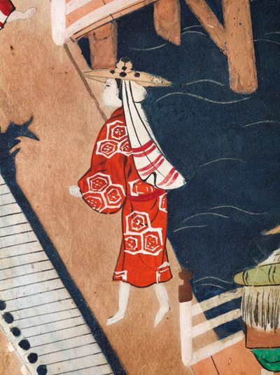 Osakazu Byobu - Japoński ośmiopanelowy składany ekran (obraz) autorstwa Japanese School