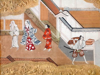 Osakazu Byobu - Japoński ośmiopanelowy składany ekran (obraz) autorstwa Japanese School