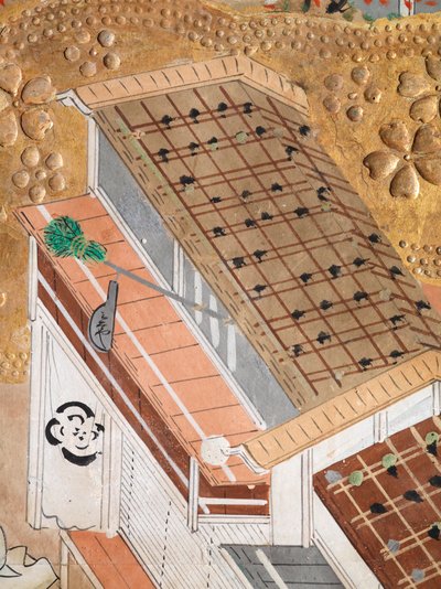 Osakazu Byobu - Japoński ośmiopanelowy składany ekran (obraz) autorstwa Japanese School