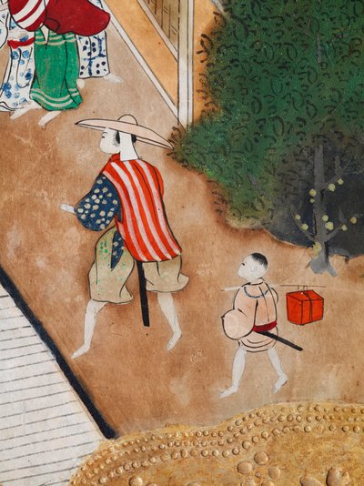 Osakazu Byobu - Japoński ośmiopanelowy składany ekran (obraz) autorstwa Japanese School