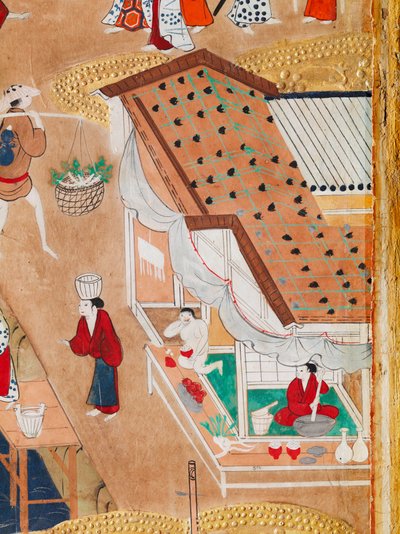 Osakazu Byobu - Japoński ośmiopanelowy składany ekran (obraz) autorstwa Japanese School