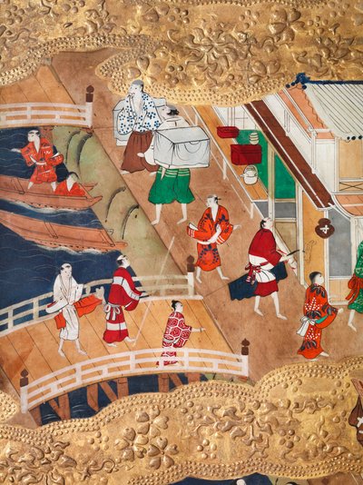 Osakazu Byobu - Japoński ośmiopanelowy składany ekran (obraz) autorstwa Japanese School