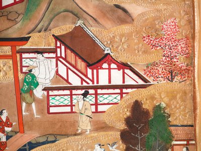 Osakazu Byobu - Japoński ośmiopanelowy składany ekran (obraz) autorstwa Japanese School