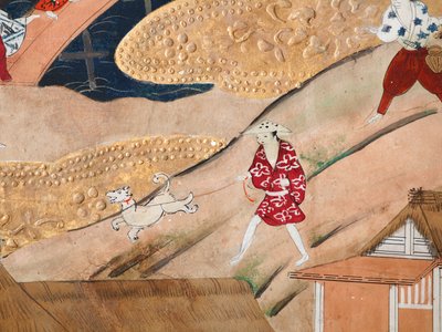Osakazu Byobu - Japoński ośmiopanelowy składany ekran (obraz) autorstwa Japanese School