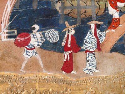 Osakazu Byobu - Japoński ośmiopanelowy składany ekran (obraz) autorstwa Japanese School