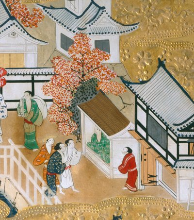 Osakazu Byobu - Japoński ośmiopanelowy składany ekran (obraz) autorstwa Japanese School