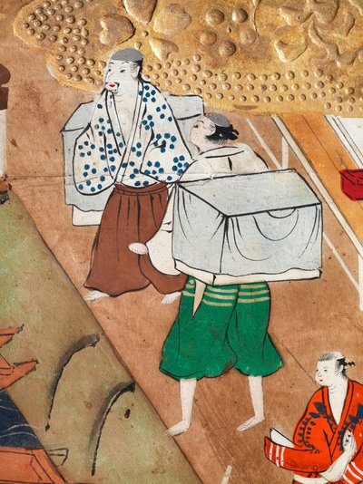 Osakazu Byobu - Japoński ośmiopanelowy składany ekran (obraz) autorstwa Japanese School