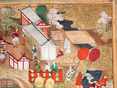 Osakazu Byobu - Japoński ośmiopanelowy składany ekran (obraz) autorstwa Japanese School