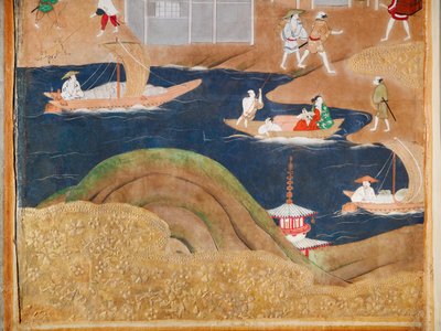 Osakazu Byobu - Japoński ośmiopanelowy składany ekran (obraz) autorstwa Japanese School