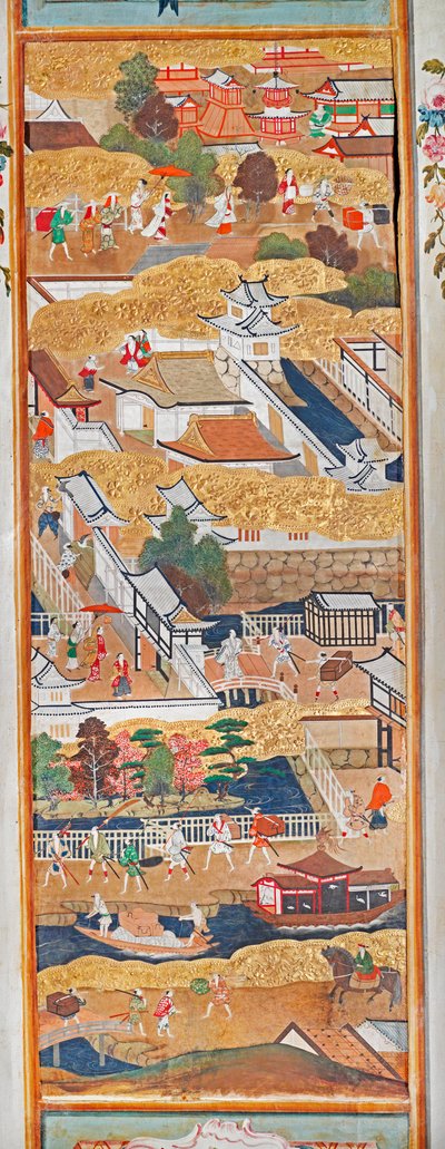 Osakazu Byobu - Japoński ośmiopanelowy składany ekran (obraz) autorstwa Japanese School
