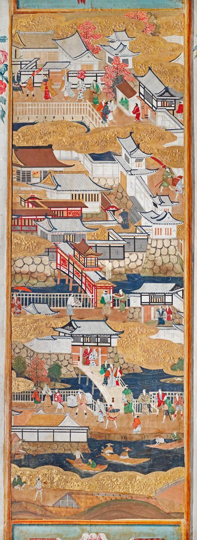 Osakazu Byobu - Japoński ośmiopanelowy składany ekran (obraz) autorstwa Japanese School