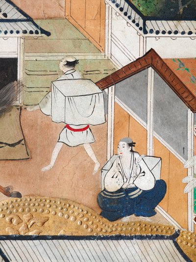 Osakazu Byobu - Japoński ośmiopanelowy składany ekran (obraz) autorstwa Japanese School
