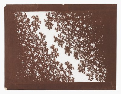 Wzornik papierowy (katagami), koniec XIX wieku (papier z kory morwy poddany obróbce persimmon sok i jedwabna nić) autorstwa Japanese School