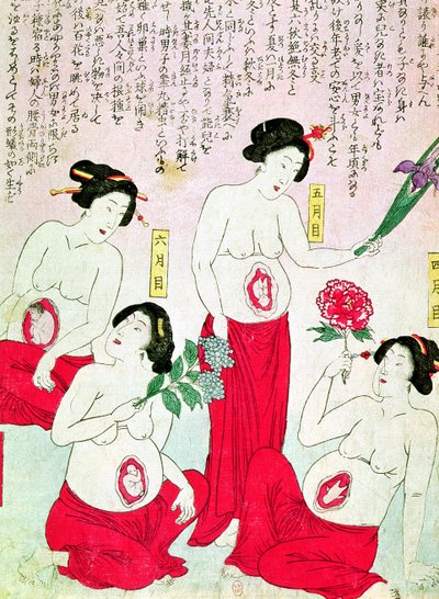 Kobiety w ciąży, 1881 autorstwa Japanese School