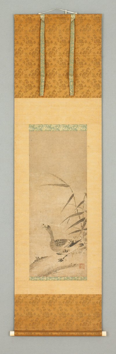 Trzcina i dzika gęś, koniec XV - początek XVI wieku (tusz na papierze, kość słoniowa) autorstwa Japanese School