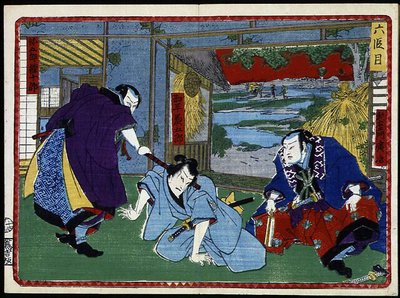 Bitwa samurajów - w „Zemście 47 roninów” XIX wiek: Seria Kabuki autorstwa Japanese School