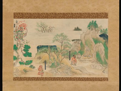 Scena z Ilustrowanych legend o świątyni Jin’?ji autorstwa Japanese School