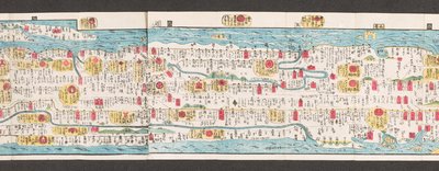 Fragment mapy dróg w Japonii.  Dai Nihon koku junro meiki daisei. ["Przejrzysta i szczegółowa mapa głównych dróg Japonii"]  1850 autorstwa Japanese School