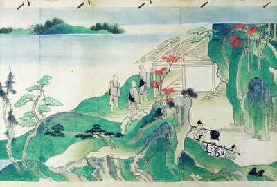 Służący z ilustrowanej historii życia mnicha Ippena (1239-89) (wc na papierze) autorstwa Japanese School