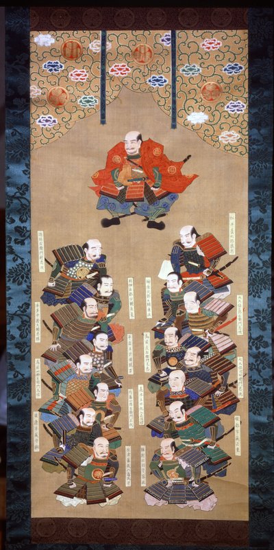 Szogun rodziny Tokugawa z 16 szlacheckimi samurajami, XVII w. autorstwa Japanese School