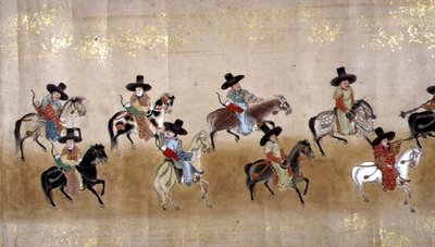 Szósta Ambasada Korei w Japonii w Meireki 1 w czasie sukcesji Tokugawy Ietsuna w 1651, prawdopodobnie przez Kano Masunobu (1625-94) (obraz przewijany) autorstwa Japanese School