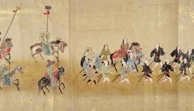 Szósta Ambasada Korei w Japonii w Meireki 1 w czasie sukcesji Tokugawy Ietsunas w 1651, prawdopodobnie Kano Masunobu (1625-94) (obraz przewijany) (szczegół) autorstwa Japanese School