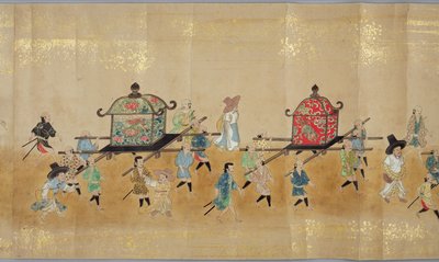 Szósta ambasada Korei w Japonii w Meireki 1 w czasie sukcesji Tokugawy Ietsunas w 1651, prawdopodobnie przez Kano Masunobu (1625-94) (malowanie przewijane) (szczegóły) (patrz także 79774 i 120823) autorstwa Japanese School