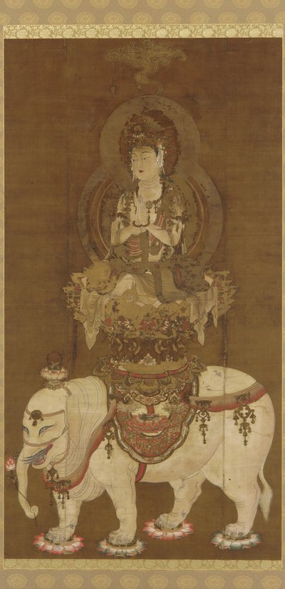 Bodhisattwa - Fugen (Fugen Bosatsu) Okres Heian (atrament, złoto i srebro na jedwabiu) autorstwa Japanese School