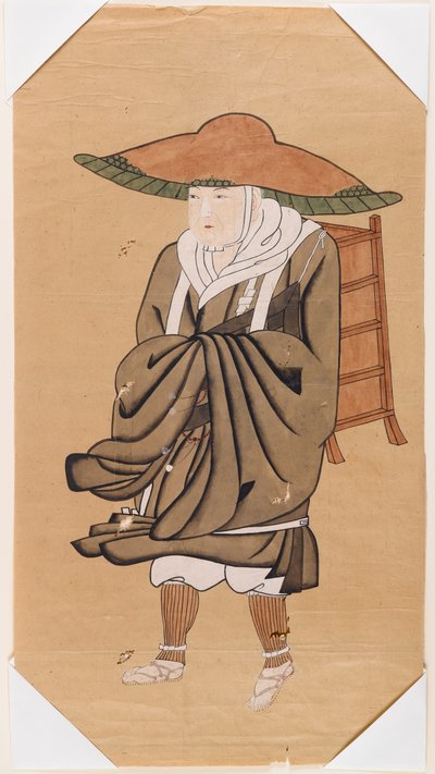 Chiński buddyjski pielgrzym Hsuan-Tsang (atrament na papierze) autorstwa Japanese School