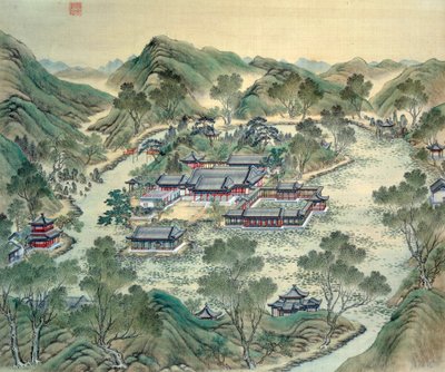 Fragment Grand Palais z XIX-wiecznej japońskiej grafiki. autorstwa Japanese School