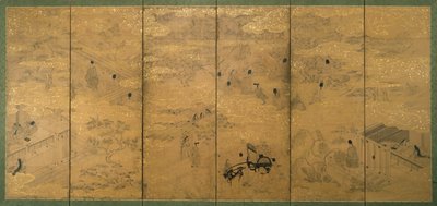 Opowieść o Genji, koniec XVII-początek XVIII wieku (tusz z pigmentem i złotym listkiem na papierze mikowym) (para 171423) autorstwa Japanese School