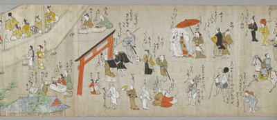The Tenjin Shrine Scrolls (jeden z pary) (szczegół), Szkoła Tosa, XVII wiek (atrament, kolor i gofun na papierze) (patrz także 5846317) autorstwa Japanese School