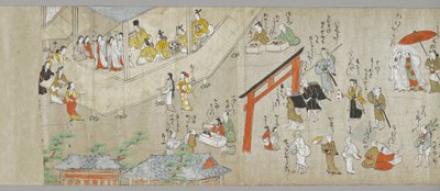 The Tenjin Shrine Scrolls (jeden z pary) (szczegół), Szkoła Tosa, XVII wiek (atrament, kolor i gofun na papierze) (patrz także 5846316) autorstwa Japanese School