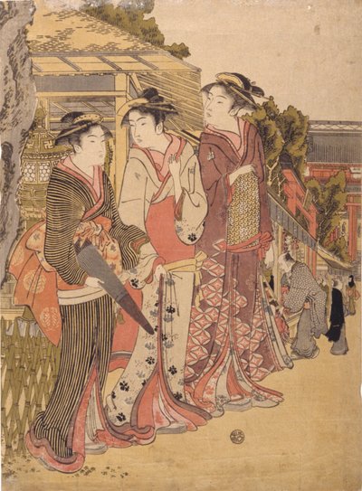Trzy piękności na rynku (drzeworyt kolorowy) autorstwa Japanese School