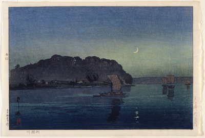 Rzeka Tonegawa (drzeworyt kolorowy) autorstwa Japanese School