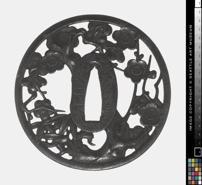 Tsuba: Gałąź Kwitnącej Wiśni, wczesna XVIII wiek (żelazo) autorstwa Japanese School