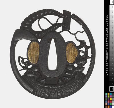 Tsuba: Kwiaty, Kosa, Lina, początek 18. wiek (Żelazo) autorstwa Japanese School