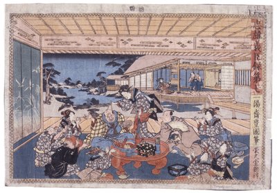Bez tytułu (Akt VII Chunyu Gishin Roku) (drzeworyty kolorowe) autorstwa Japanese School