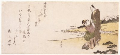 Bez tytułu (Kobieta na kolanach trzymająca mężczyznę) (drzeworyt kolorowy) autorstwa Japanese School