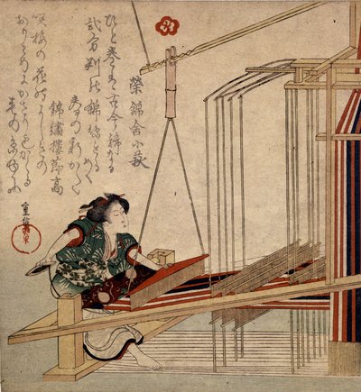 Tkactwo w Japonii w XVIII wieku. autorstwa Japanese School