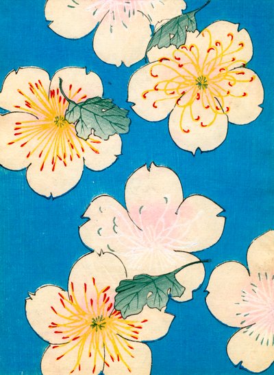 kolorowy drzeworyt z nadrukiem Dogwood Blossoms autorstwa Japanese School