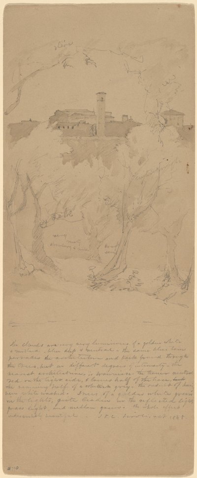 Zobacz przez drzewa w Tivoli [odbyt] autorstwa Jasper Francis Cropsey