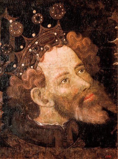 Piotr IV Aragoński, fragment tempery na drewnie autorstwa Jaume Mateu autorstwa Jaume Mateu