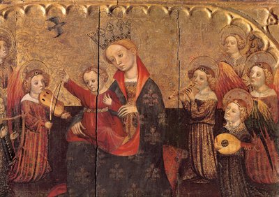 Komora z ołtarza z Muzykami Matki Boskiej z Dzieciątkiem i Aniołem, pocz. XV w. (tempera na drewnie) autorstwa Jaume Cabrera