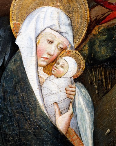 Maryja z Dzieciątkiem, fragment z Ucieczki do Egiptu, ołtarz z Verdu autorstwa Jaume Ferrer
