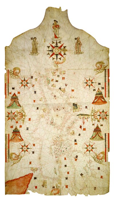 Mapa Morza Śródziemnego i Morza Czarnego, 1563 autorstwa Jaume Olives