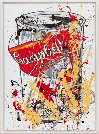 Soup Can 9 Unreal, 2019 (farba domowa i tusz na płótnie) autorstwa Jay Batlle