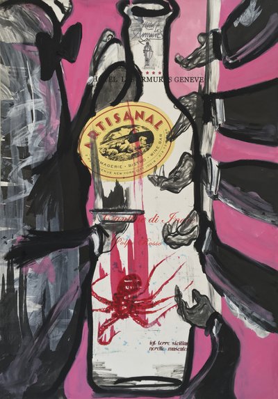 The Pink Slip, 2016 (mieszane media na papierze akwarelowym zamontowanym na panelu z przepisem na odwrocie) autorstwa Jay Batlle